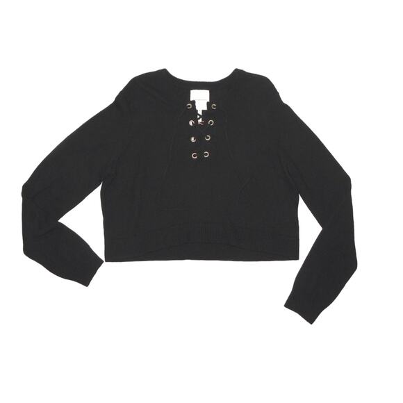 NEW Avec les Filles Black Crop Alpaca Blend Sweater | XL NWT - Picture 1 of 8